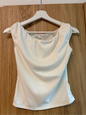 Good Days White Draped Cowl Neck Camisole